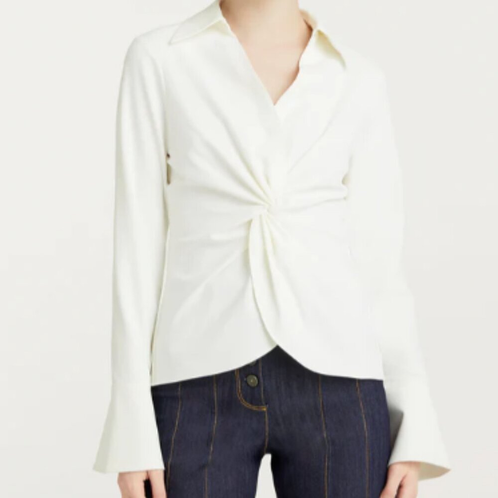 Cinq à Sept Mckenna Top - Long Sleeve Twist Blouse (White Ivory)